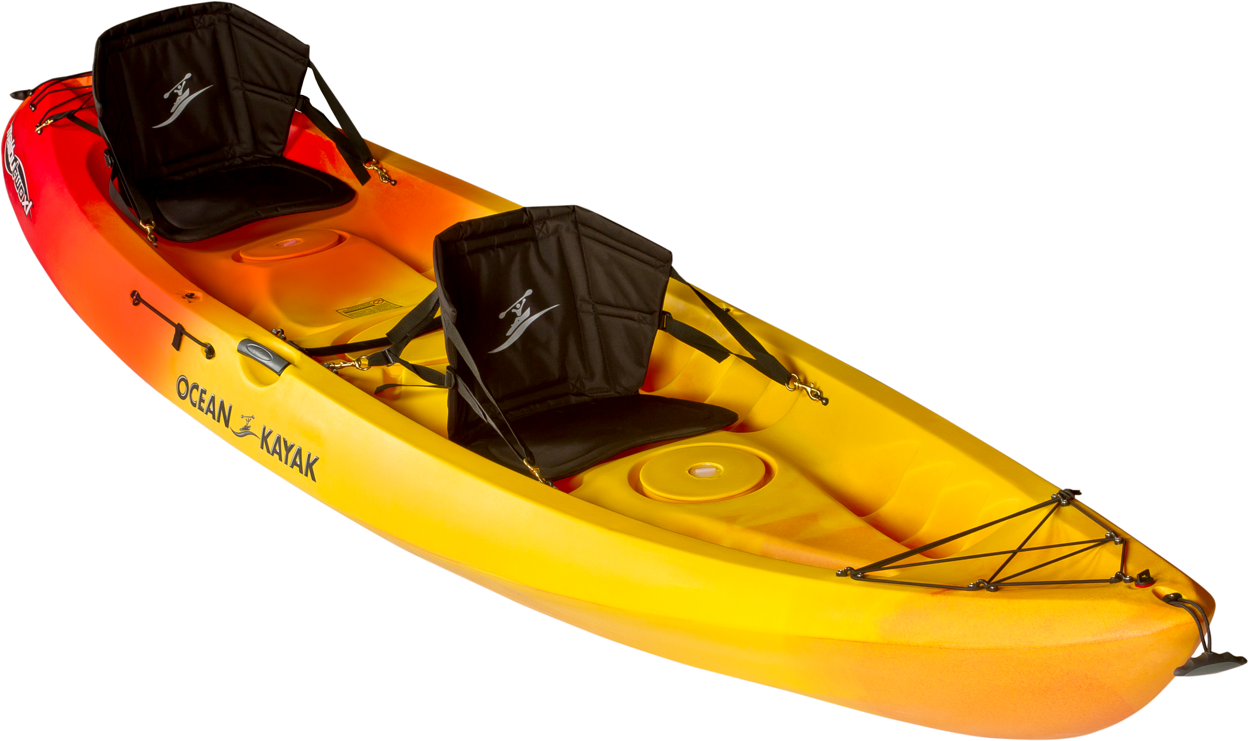 Yellow Red Ocean Kayak Isolated PNG with transparent background