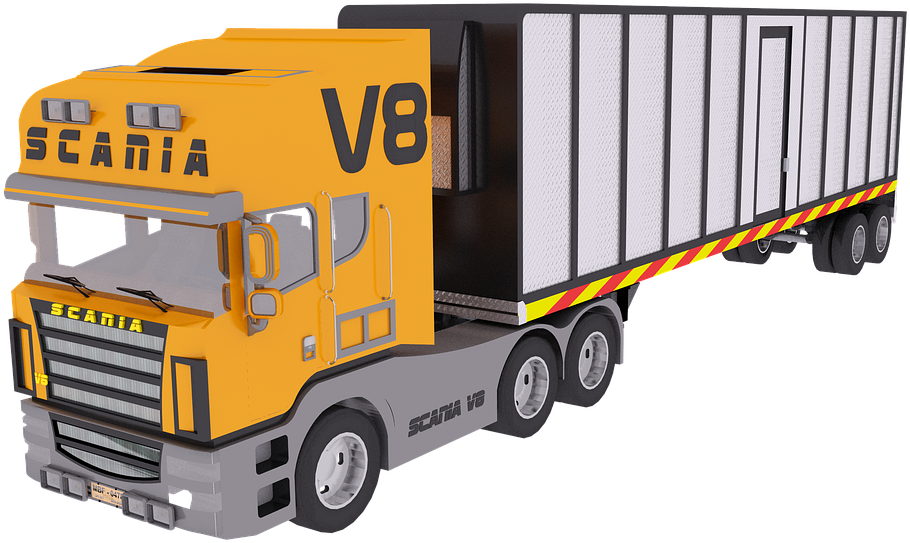 Yellow Scania V8 Truck3 D Model