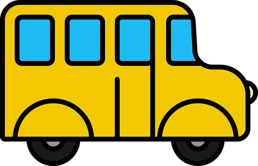 Yellow School Bus Cartoon Illustration PNG with transparent background
