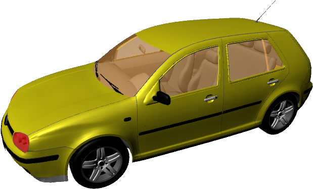 Yellow Sedan3 D Model PNG with transparent background