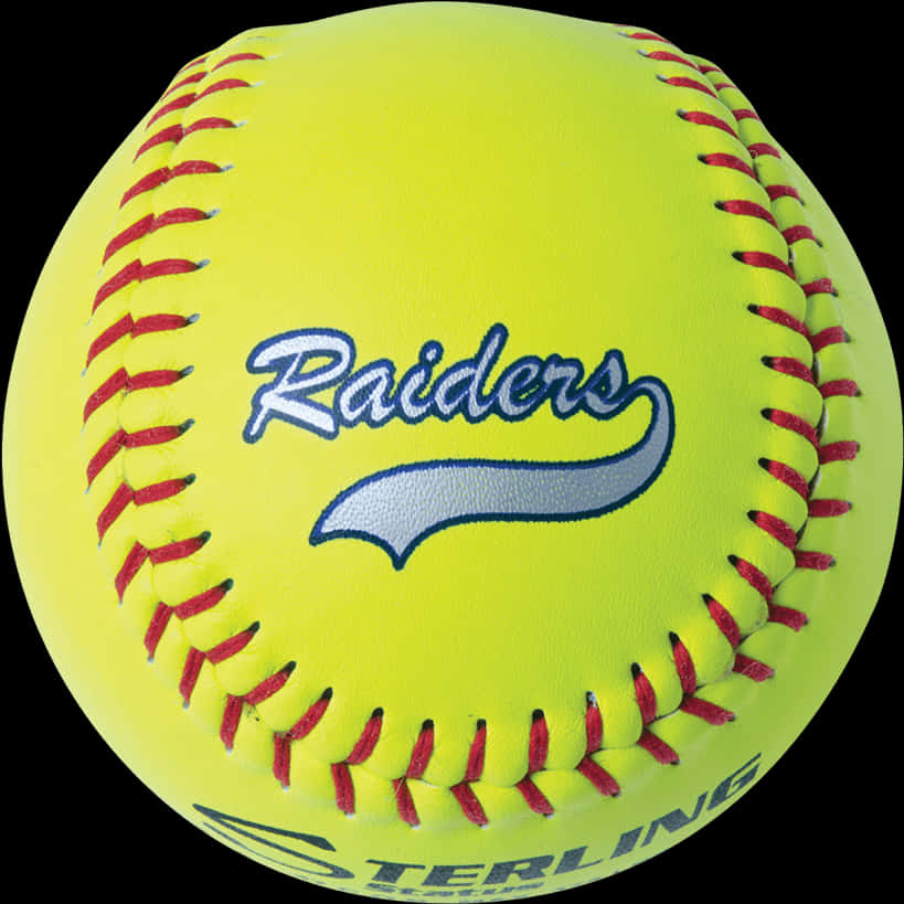 Yellow Softballwith Raiders Logo PNG with transparent background
