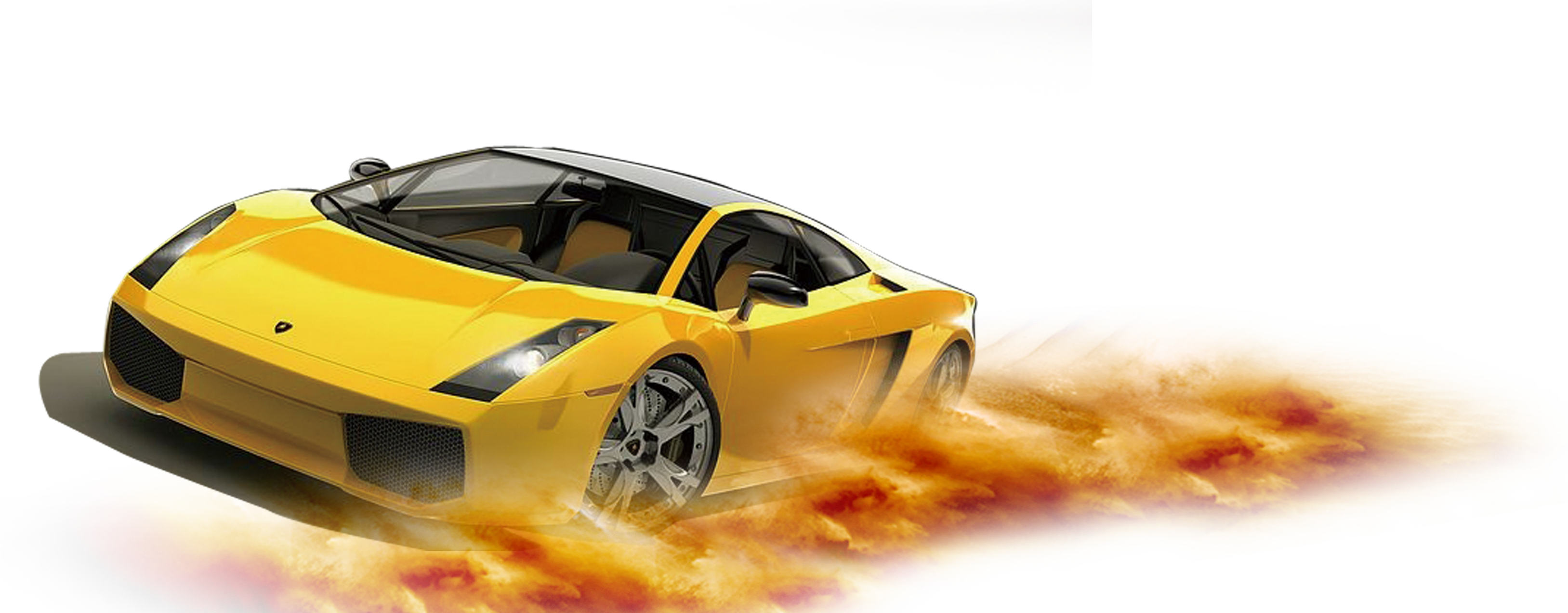 Yellow Sports Car Flaming Speed