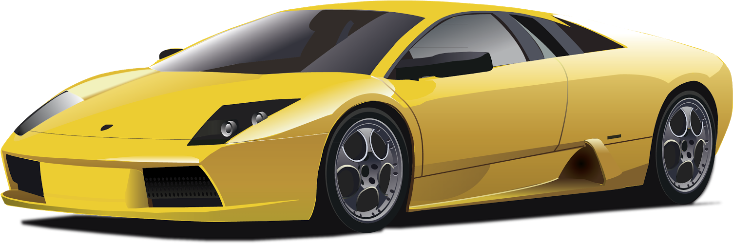 Yellow Sports Car Illustration PNG with transparent background