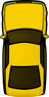 Yellow Sports Car Top View Illustration PNG with transparent background