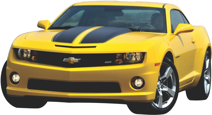 Yellow Sports Carwith Black Stripes