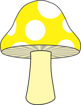 Yellow Spotted Mushroom Vector PNG with transparent background