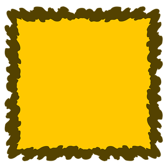 Yellow Squarewith Brown Scalloped Border PNG with transparent background