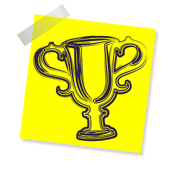 Yellow Sticky Note Trophy Drawing