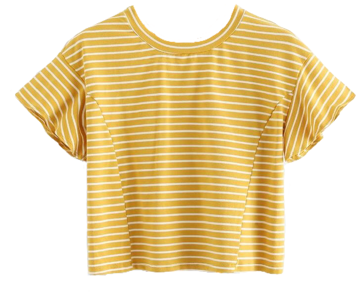 #shirt #stripes #yellow #croptop #cute #aesthetic #pngs - Striped Crop Top Aesthetic, Transparent Png PNG with transparent background