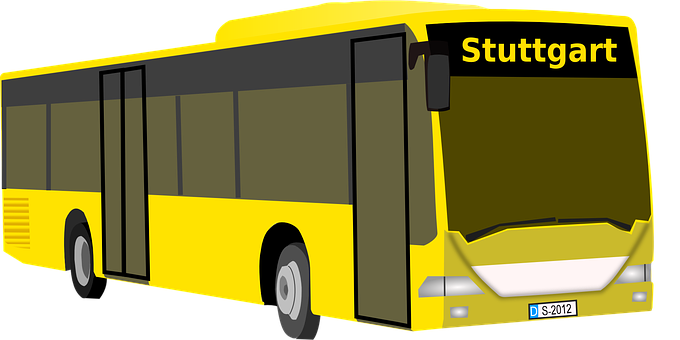 Yellow Stuttgart City Bus Illustration PNG with transparent background