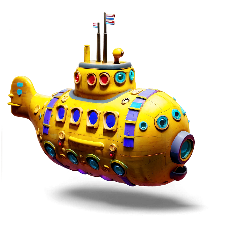 Yellow Submarine With Sunken Treasure Png 16