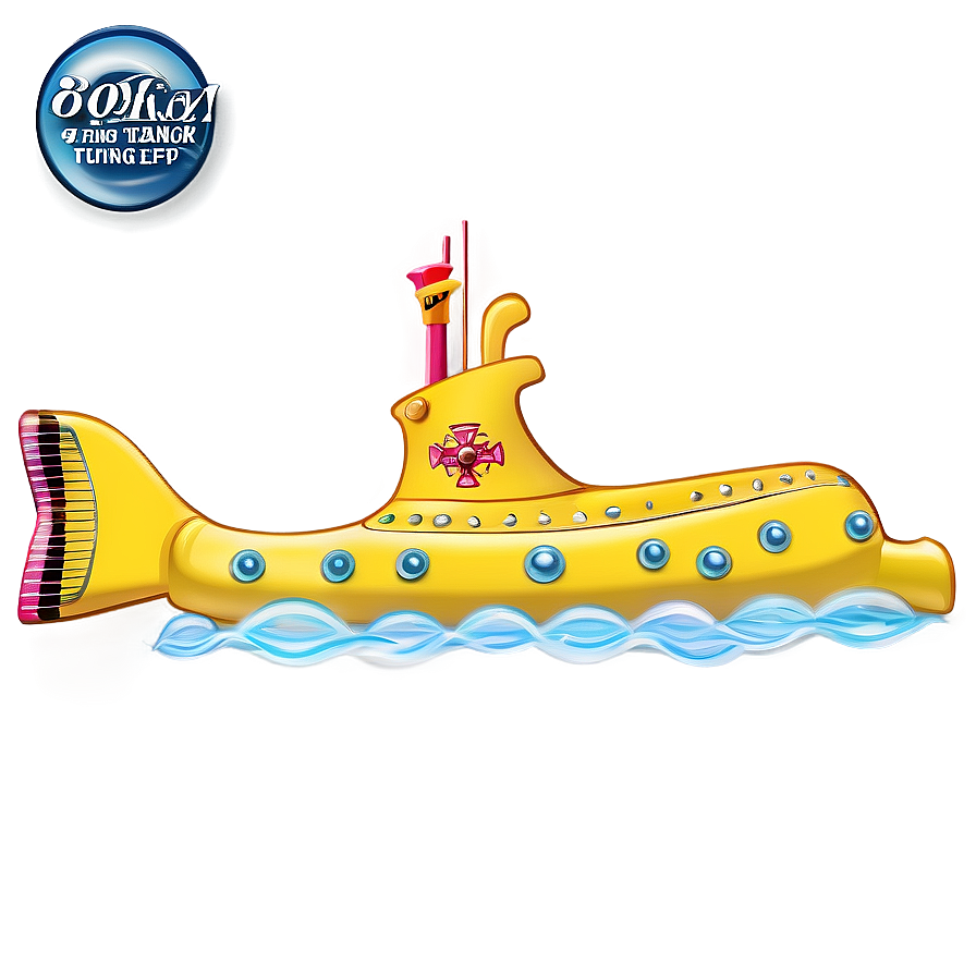 Yellow Submarine With Waves Png 06292024