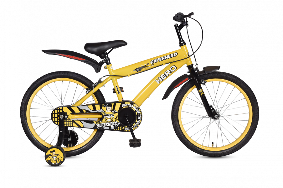 Yellow Superhero Themed Kids Bike