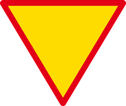 Yellow Triangle Road Sign PNG with transparent background