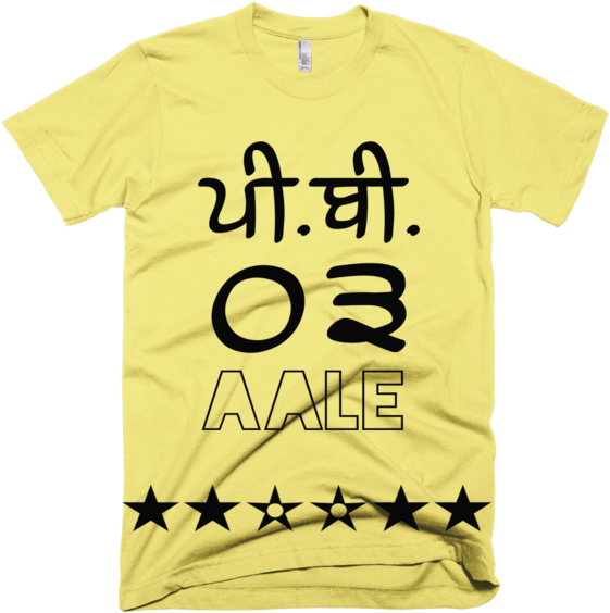 Yellow Tshirtwith Black Text Graphic