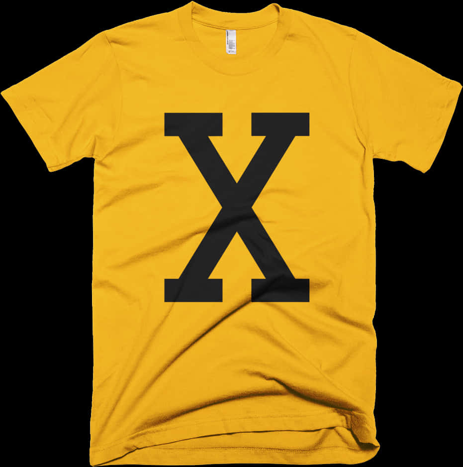 Yellow Tshirtwith Black X Design