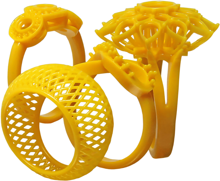 Yellow3 D Printed Rings