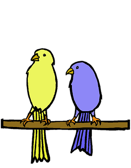 Yellowand Blue Birds Illustration PNG with transparent background