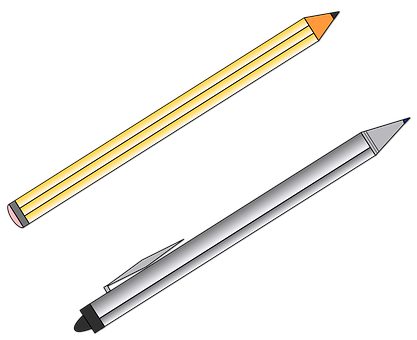 Yellowand Silver Pencils Vector Illustration PNG with transparent background