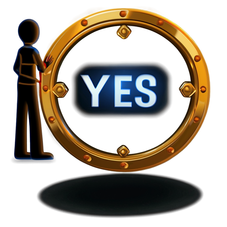 Yes in Golden Frame PNG oul44 PNG with transparent background