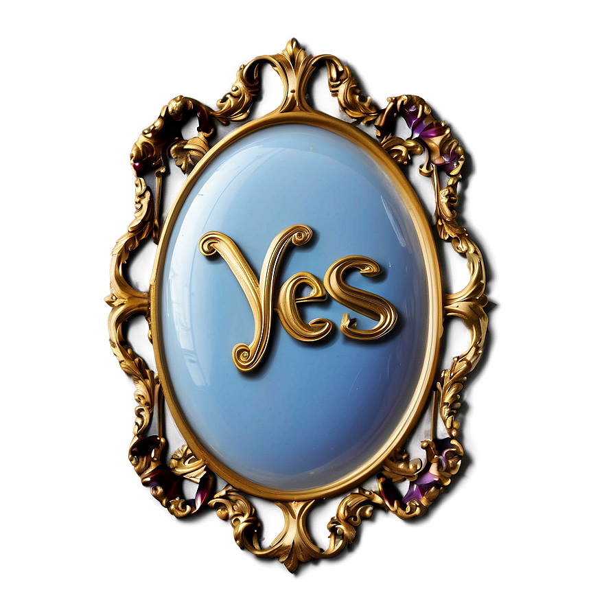 Yes in Golden Frame PNG sgt PNG with transparent background