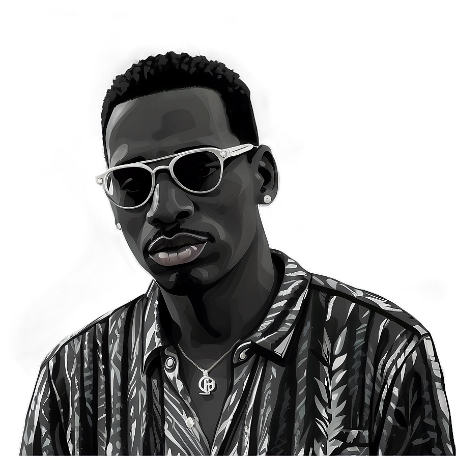 Young Dolph Black and White PNG lle PNG with transparent background