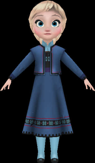 Young Elsa Frozen Character PNG with transparent background