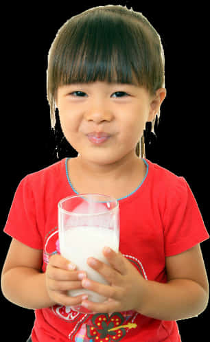 Young Girl Holding Milk Glass