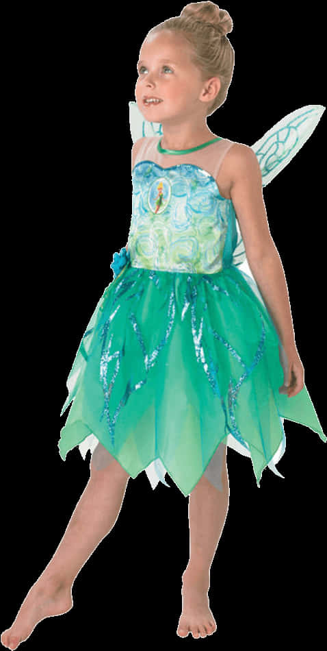 Young Girl Tinkerbell Costume PNG with transparent background