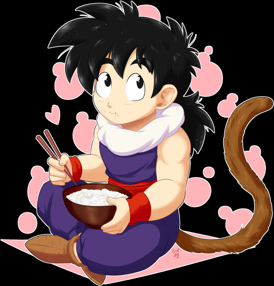 Young Goku Eating Rice Dragon Ball