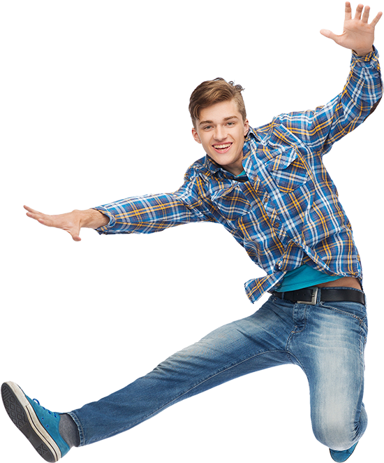 Young Man Jumping In Air