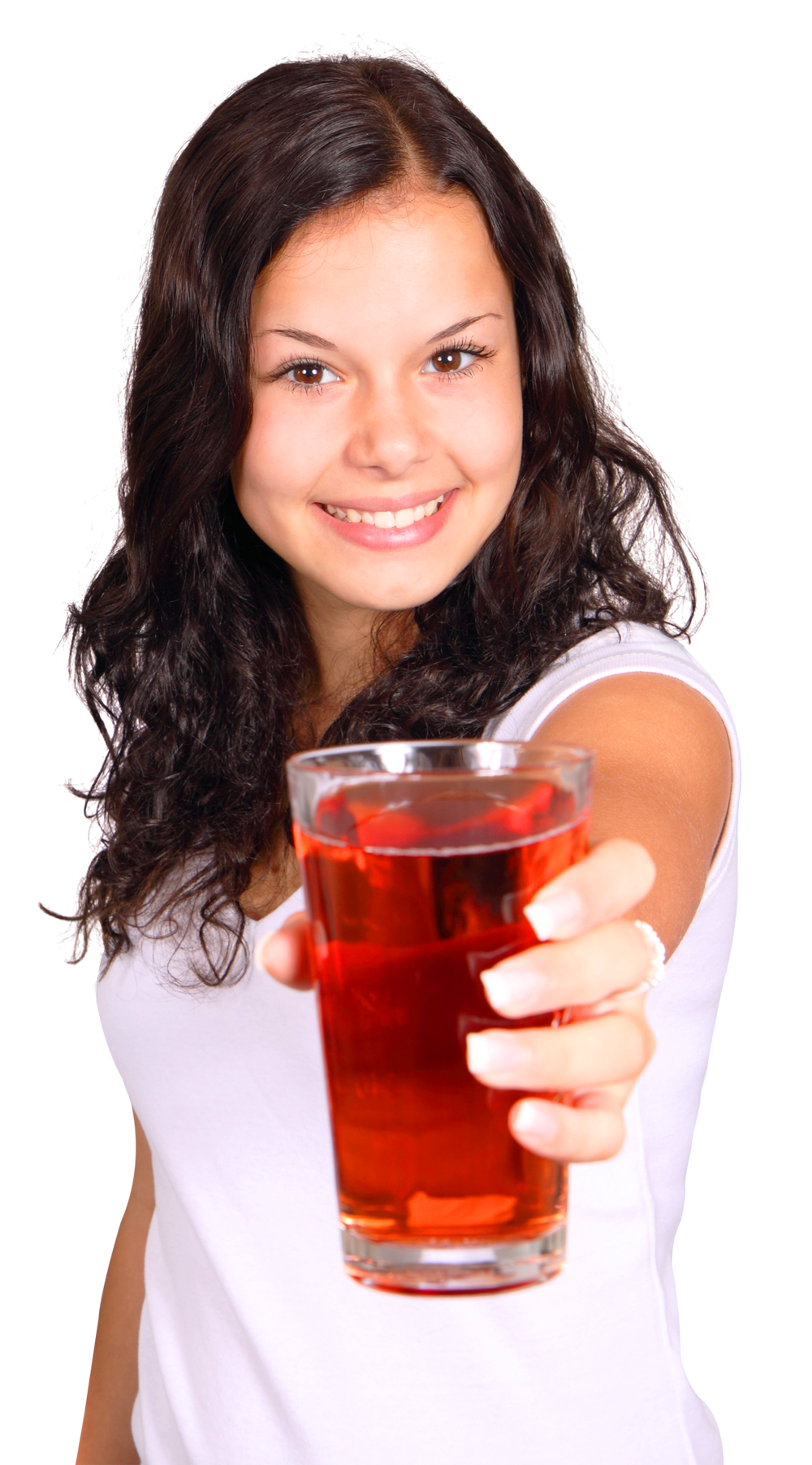 Young Woman Offering Drink PNG with transparent background