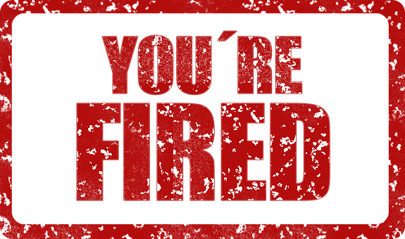 Youre Fired Red Text Black Background PNG with transparent background