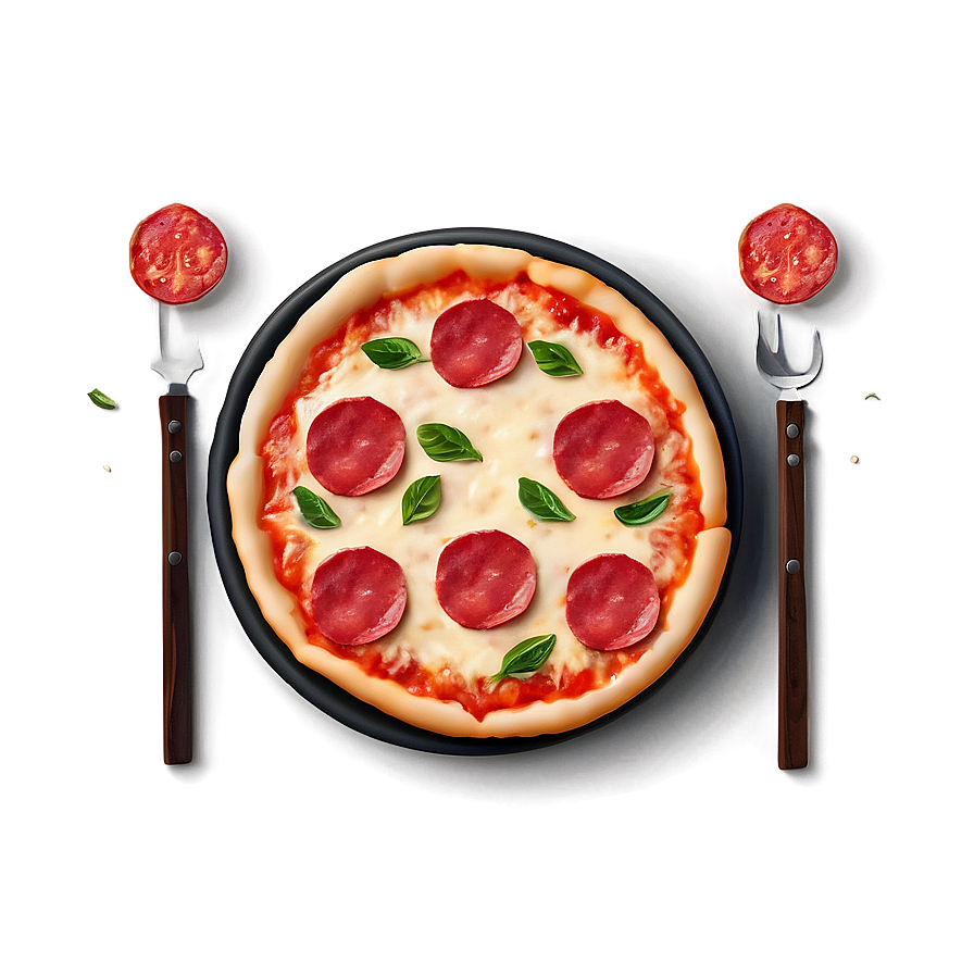 Yummy Pepperoni Pizza Top View Png Ump52