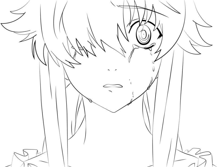 Banner Free Download Yuno Gasai Art Future Sketch Anime - Line Art, HD Png Download PNG with transparent background
