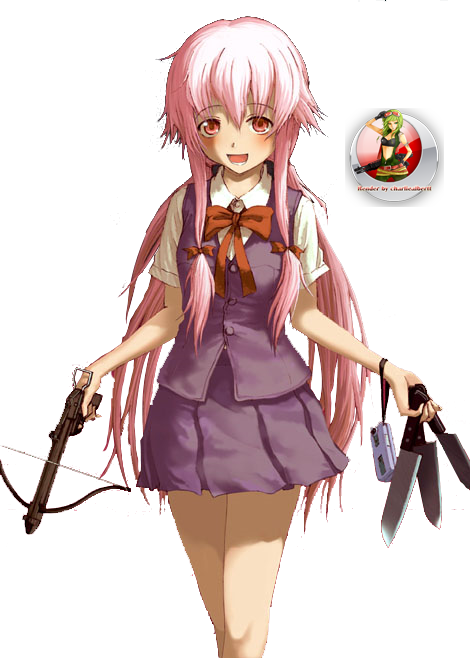 Yuno Gasai Anime Character With Weapons