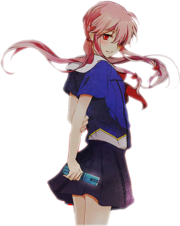 Yuno Gasai Pink Hair Red Eyes