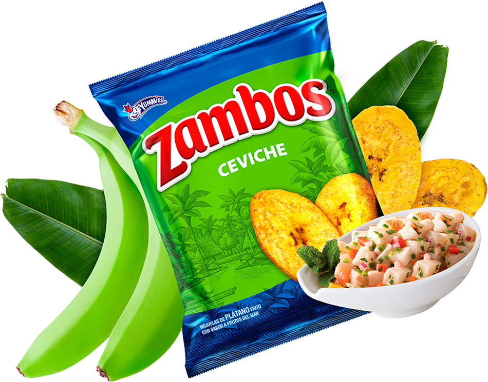 Zambos Ceviche Flavored Plantain Chips Packaging