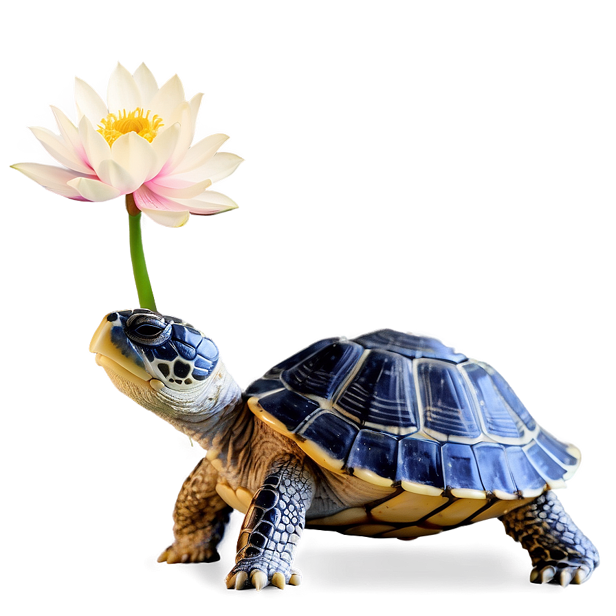 Zen Turtle With Lotus Flower Png 50