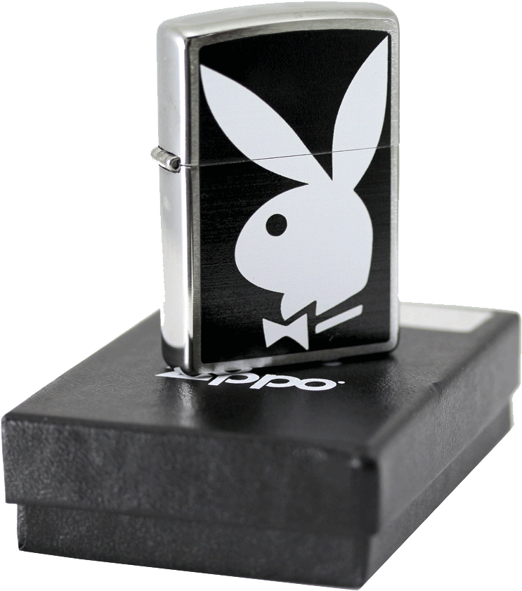 Zippo 28269 Playboy, Brushed Chrome PNG with transparent background