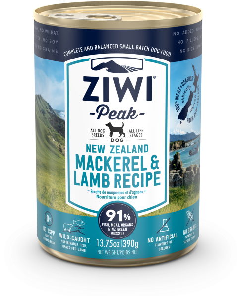 Ziwi Peak Mackerel & Lamb Dog Food Can 390g Front View - Ziwi Tripe And Lamb, HD Png Download PNG image with a transparent background, free high-resolution download