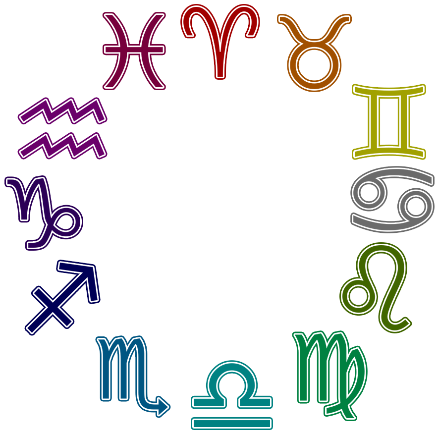 Zodiac Signs Neon Outline PNG with transparent background