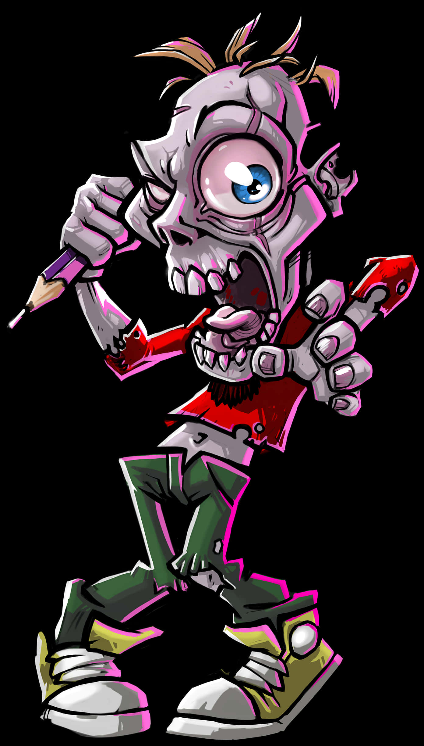 Zombie Artist Cartoon Character PNG with transparent background