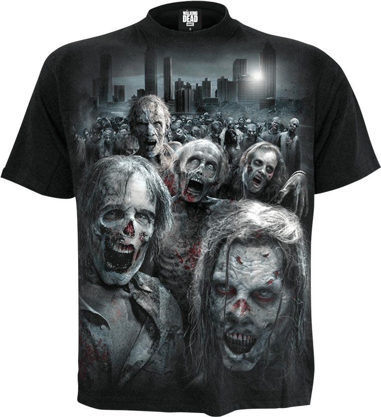 Walking Dead Zombie Horde T-shirt - Walking Dead Zombie T Shirt, HD Png Download PNG image with a transparent background, free high-resolution download