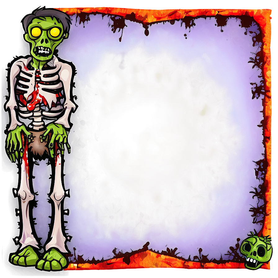 Zombie-themed Halloween Border Png 06202024