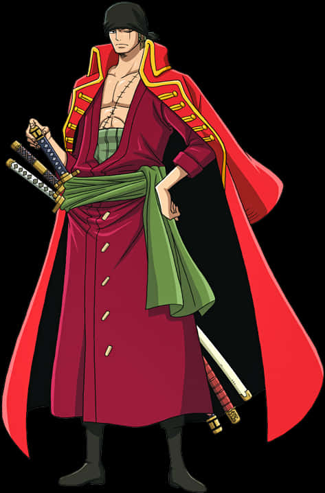 Zoro One Piece Anime Character PNG with transparent background