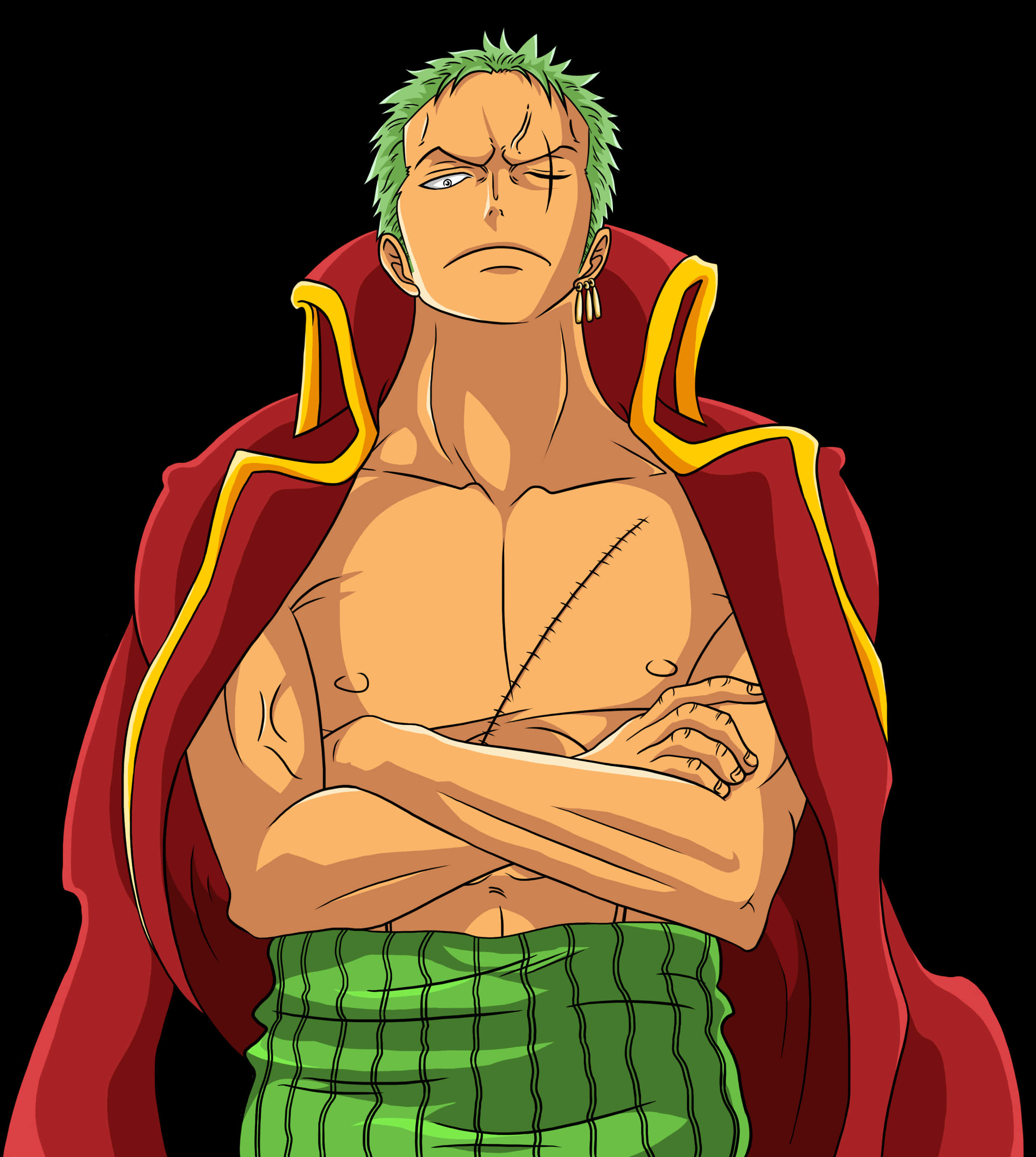Zoro One Piece Confident Stance PNG with transparent background
