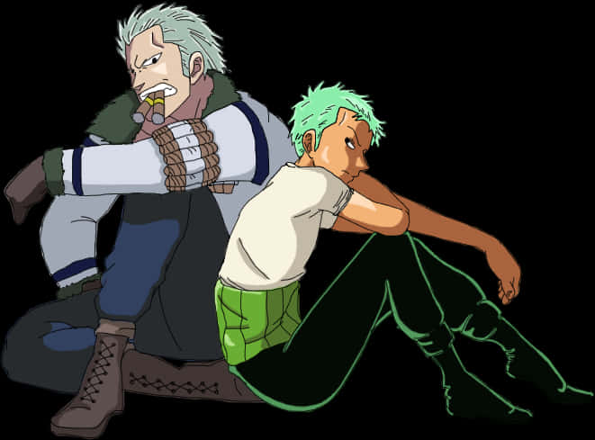 Zoro_and_ Smoker_ One_ Piece_ Anime PNG with transparent background