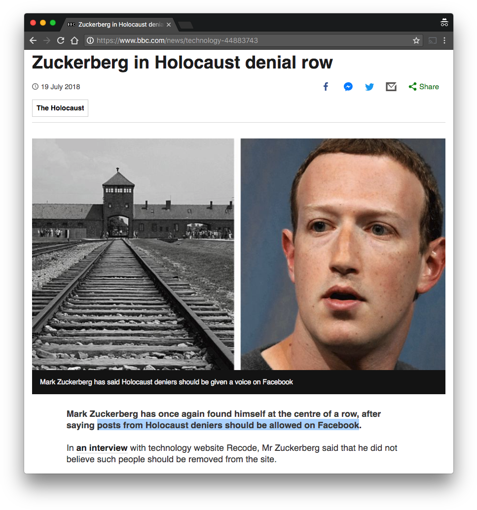 Zuckerberg Holocaust Denial Controversy