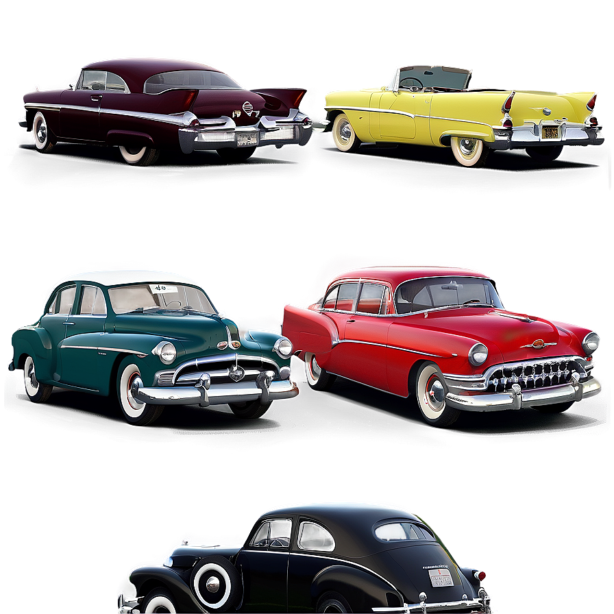 1950s Vintage Cars Collection Png Hdk78 PNG Image